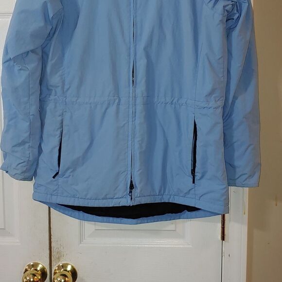 Eddie Bauer baby blue fleece lined jacket drawstring waist Sz M - Picture 2 of 6